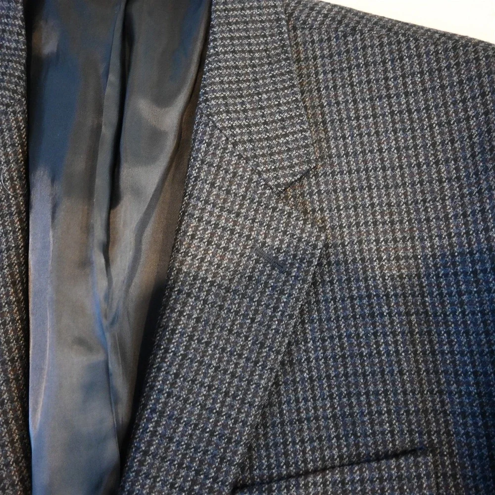 Chaps Ralph Lauren 46R Blue Gray Brown 100% Lambswool Tweed Blazer‎ Jacket Coat